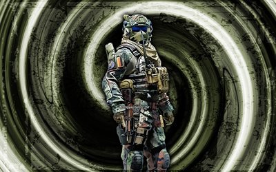 Ksk, 4k, green grunge background, CSGO agent, Counter-Strike Global Offensive, vortex, Counter-Strike, CSGO characters, Ksk CSGO