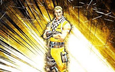 4k, Cabbie Skin, grunge art, Fortnite Battle Royale, yellow abstract rays, Fortnite characters, Cabbie, Fortnite, Cabbie Fortnite