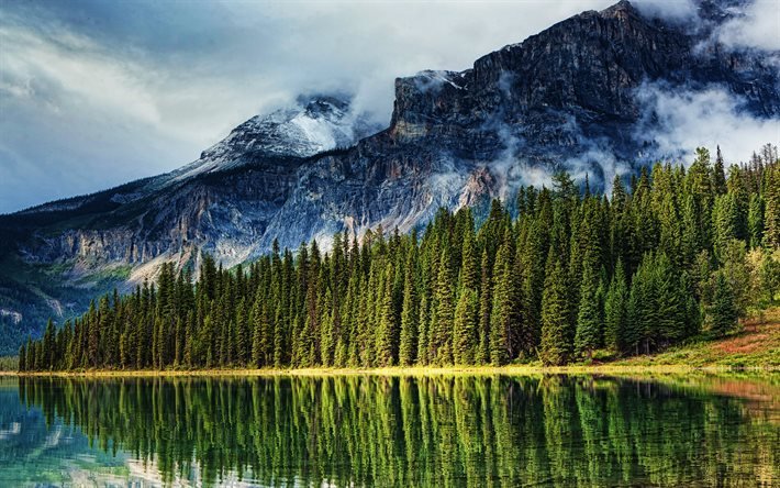 Canad&#225;, 4k, floresta, montanhas, bela natureza, HDR, Am&#233;rica do Norte, Banff