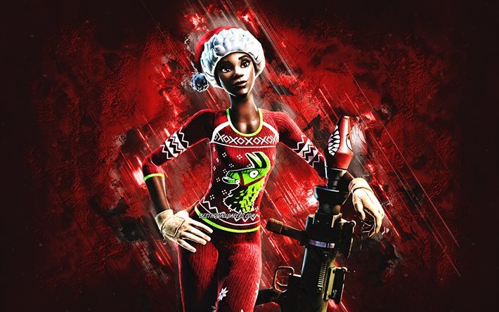 Fortnite Holly Jammer Skin, Fortnite, personnages principaux, fond de pierre rouge, Holly Jammer, Skins Fortnite, Holly Jammer Skin, Holly Jammer Fortnite, Personnages Fortnite