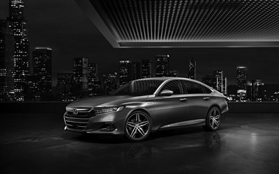 Honda Accord Hybrid, 2021, vista frontal, exterior, sedan cinza, novo Accord cinza, carros japoneses, Honda