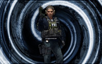 Ava, 4k, blue grunge background, CSGO agent, Counter-Strike Global Offensive, vortex, Counter-Strike, CSGO characters, Ava CSGO