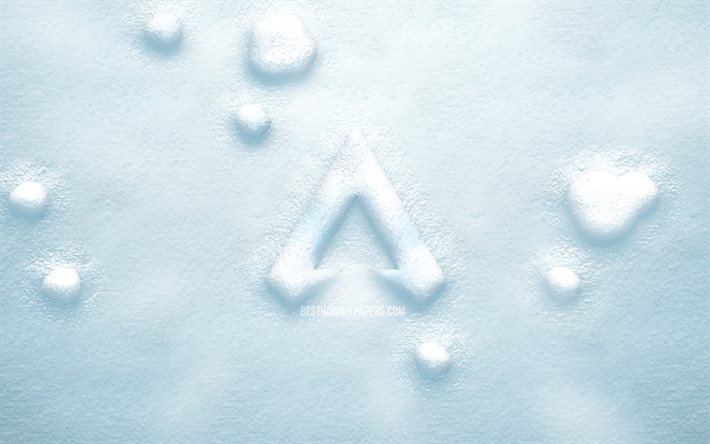 Apex Legends 3D snow logo, 4K, creative, games brands, Apex Legends logo, snow backgrounds, Apex Legends 3D logo, Apex Legends