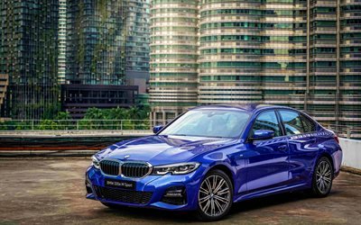 BMW 3-sarja 330e M Sport, 4k, HDR, 2021 autoa, luksusautot, G20, 2021 BMW 3-sarja, saksalaiset autot, BMW