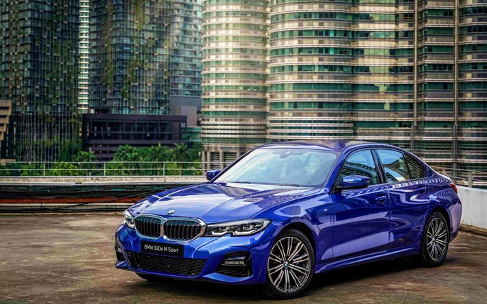 BMW 3-Series 330e M Sport, 4k, HDR, 2021 carros, carros de luxo, G20, 2021 BMW 3-Series, carros alem&#227;es, BMW