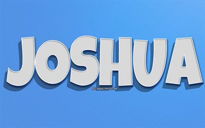 Joshua, blue lines background, wallpapers with names, Joshua name, male names, Joshua greeting card, line art, picture with Joshua name