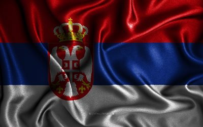 セルビアの旗, 4k, シルクの波状の旗, ヨーロッパ諸国, 国のシンボル, ファブリックフラグ, 3Dアート, セルビア, ヨーロッパ, セルビアの3Dフラグ