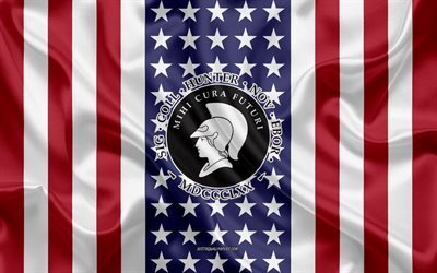 Hunter College Emblem, American Flag, Hunter College logo, New York, USA, Hunter College