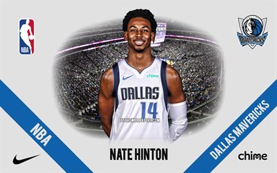 Nate Hinton, Dallas Mavericks, American Basketball Player, NBA, portrait, USA, basketball, American Airlines Center, Dallas Mavericks logo