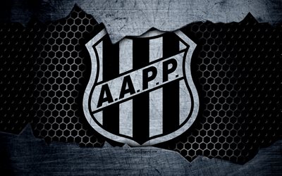 Ponte Preta, 4k, Serie A, logo, grunge, Brazil, soccer, football club, metal texture, art, Ponte Preta FC