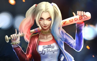 Harley Quinn, supervillain, art, DC Comics