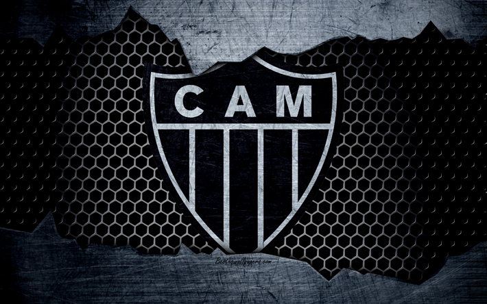 Atletico Mineiro, 4k, logo, grunge, Brezilya, futbol, futbol kul&#252;b&#252;, metal doku, Serie A sanat, Atletico Mineiro FC