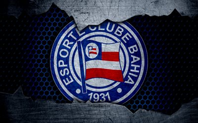 Bahia, 4k, Serie A, logo, grunge, Brazil, EC Bahia, soccer, football club, metal texture, art, Bahia FC