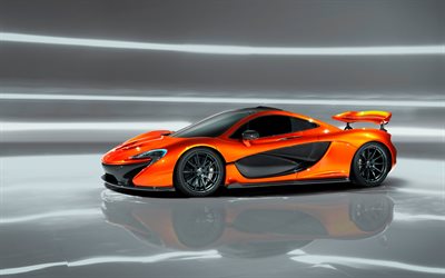 McLaren P1, 2017, supercar, orange P1, racing cars, British sports cars, McLaren