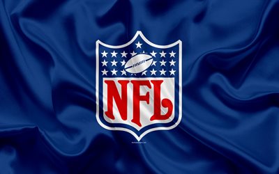 Ulusal Futbol Ligi, NFL logo, amblem, NFL, ABD, ipek bayrak, mavi ipek doku