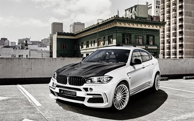 Hamann, tuning, BMW X6M, F16, 2017 cars, white X6M, german cars, BMW