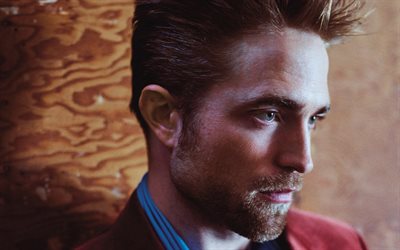 Robert Pattinson, 4k, British actor, portrait, red jacket
