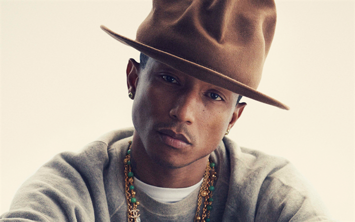 Pharrell Williams, muotokuva, 4k, Amerikkalainen laulaja, r&#228;pp&#228;ri, American kuuluisuuksia