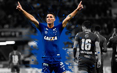 Thiago Neves, 4k, art, Cruzeiro FC, Brasilialainen jalkapalloilija, roiskeet maali, grunge art, creative art, Serie, Brasilia, jalkapallo