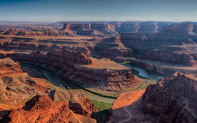 canyon, sunset, evening, mountain landscape, Utah, Dead Horse Point State Park, USA
