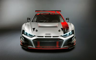 Audi R8 LMS GT3, 2019, vue de face, de course de voiture, tuning audi R8, les voitures de sport allemandes, Audi