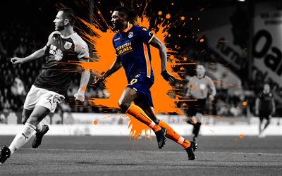 Emmanuel Adebayor, 4k, art, Basaksehir, striker, Togolese football player, orange splashes of paint, grunge art, Istanbul, Turkey, football
