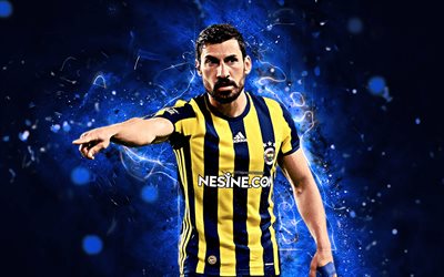 Sener Ozbayrakli, abstract art, turkish footballers, Fenerbahce FC, soccer, Ozbayrakli, Turkish Super Lig, neon lights, Fenerbahce SK