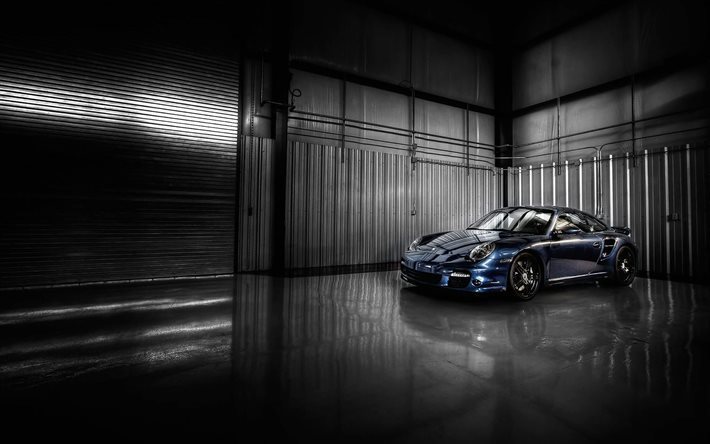 Porsche 911 GT3, 2016, azul Porsche, ajuste 911, rodas pretas
