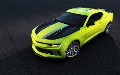 Chevrolet Camaro Turbo AutoX Concept, supercars, 2016, coupe, lime camaro