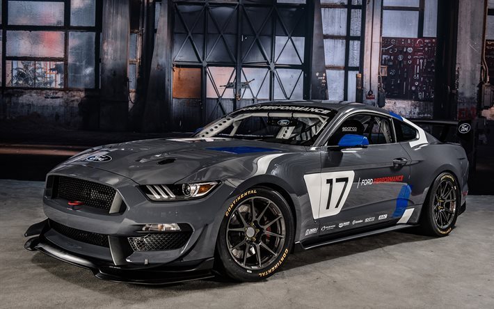 Ford Mustang GT4, 2016, le r&#233;glage, les Mustang, gris Ford, supercar, roues noires