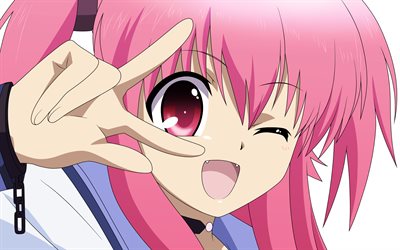 Yui, 4k, trombonisten, anime karaktärer, manga, Angel Beats