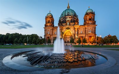 Berliinin Katedraali, illalla, Berliner Dom, saksan maamerkkej&#228;, Saksa, Euroopassa, Berliini