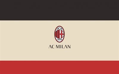 AC Milan, logo, minimalism, Italian football club, Serie A, Italy, emblem, rossoneri