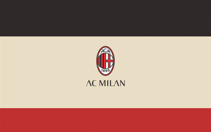 L&#39;AC Milan, il logo, il minimalismo, il calcio italiano di club, Serie A, Italia, emblema, milan
