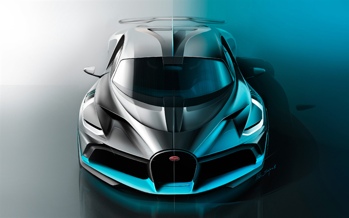Bugatti Divo, studio, hypercars, 2018 autoja, kuvitus, superautot, Bugatti