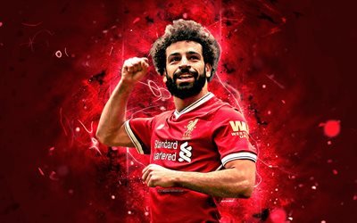 Mohamed Salah, la alegr&#237;a, el Liverpool FC, el delantero egipcio futbolistas, Salah, de la Liga Premier, LFC, el arte abstracto, Mo Salah, el f&#250;tbol, las luces de ne&#243;n