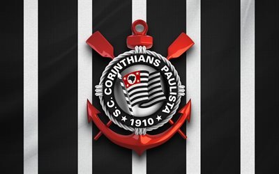 SC Corinthians Paulista, Logo em 3D, Brasileiro Serie A, criativo, futebol, f&#227; de arte, brasileiro de clubes de futebol, O Corinthians FC, Brasil
