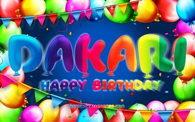 Hyv&#228;&#228; syntym&#228;p&#228;iv&#228;&#228; Dakari, 4k, v&#228;rik&#228;s ilmapallokehys, Dakari nimi, sininen tausta, Dakari Happy Birthday, Dakari Birthday, suositut amerikkalaiset miesten nimet, syntym&#228;p&#228;iv&#228;konsepti, Dakari