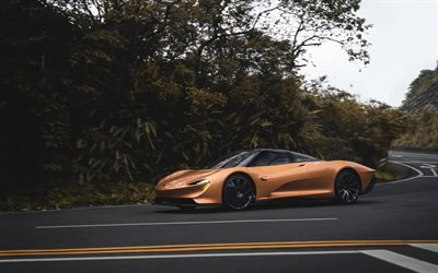 McLaren Speedtail, 2021, supercar, esterno, Speedtail bronzo, auto di lusso, auto sportive britanniche, McLaren