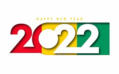 Happy New Year 2022 Guinea, white background, Guinea 2022, Guinea 2022 New Year, 2022 concepts, Guinea, Flag of Guinea