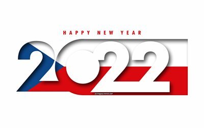 Happy New Year 2022 Czech Republic, white background, Czech Republic 2022, Czech Republic 2022 New Year, 2022 concepts, Czech Republic, Flag of Czech Republic