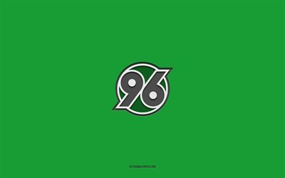 Hannover 96, green background, German football team, Hannover 96 96 emblem, Bundesliga 2, Germany, football, Hannover 96 98 logo