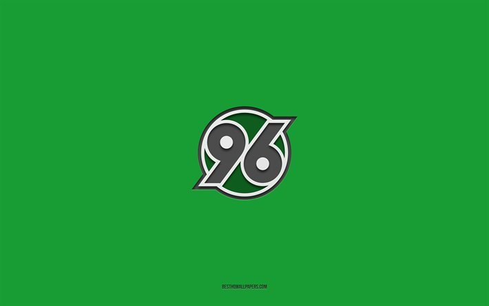 Hannover 96, gr&#246;n bakgrund, tyskt fotbollslag, Hannover 96 96 emblem, Bundesliga 2, Tyskland, fotboll, Hannover 96 98 logo
