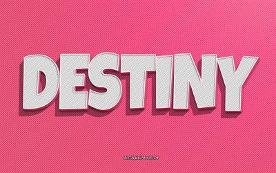 Destino, sfondo linee rosa, sfondi con nomi, nome Destiny, nomi femminili, biglietto di auguri Destiny, line art, immagine con nome Destiny