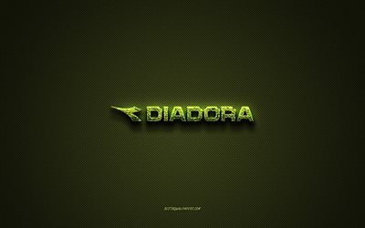 Diadora logo, green creative logo, floral art logo, Diadora emblem, green carbon fiber texture, Diadora, creative art