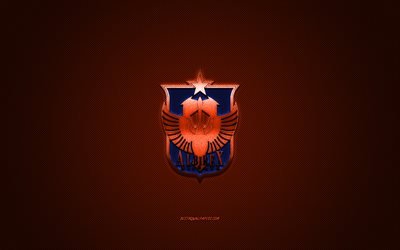 Albirex Niigata, club de f&#250;tbol japon&#233;s, logo azul, fondo naranja de fibra de carbono, J2 League, f&#250;tbol, Niigata, Jap&#243;n, logo Albirex Niigata