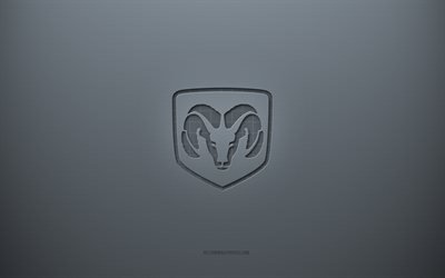 Dodge logo, gray creative background, Dodge emblem, gray paper texture, Dodge, gray background, Dodge 3d logo