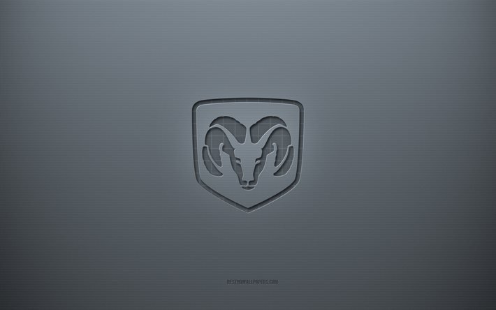Logotipo da Dodge, plano de fundo cinza criativo, emblema Dodge, textura de papel cinza, Dodge, plano de fundo cinza, logotipo Dodge 3D