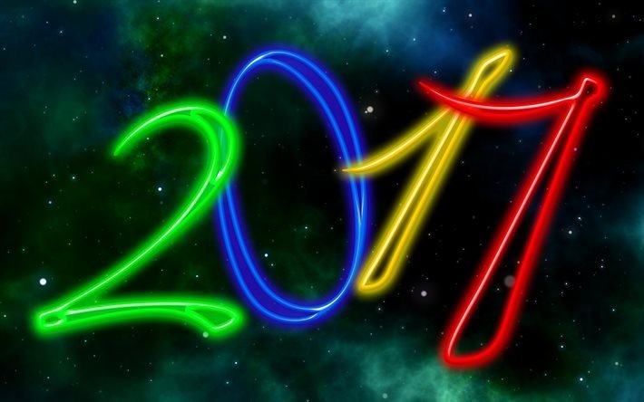 2017 Yeni Yıl, 2017, neon, Noel duvar Kağıdı