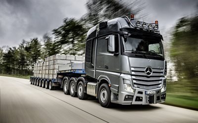 Mercedes-Benz Actros, 2016, speed, road, movement, tractor, trail